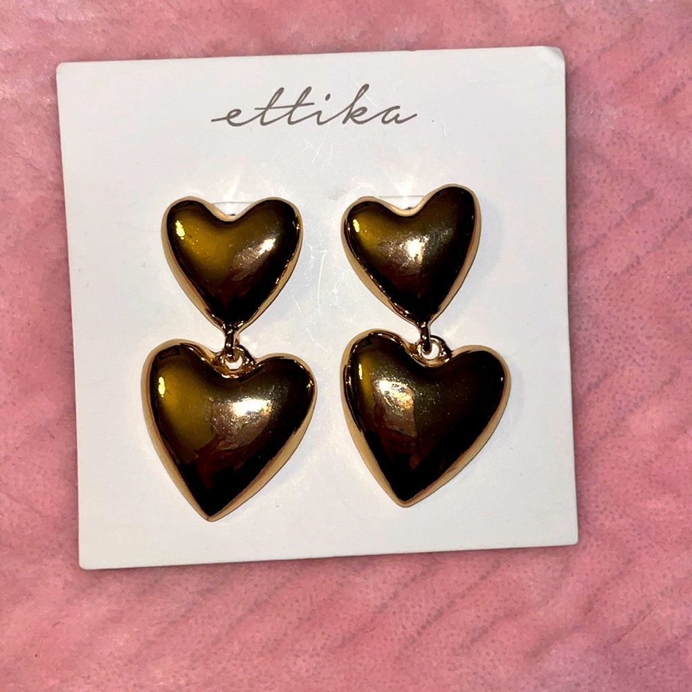 Ettika Metal Heart Earrings